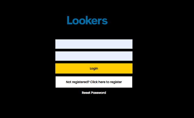NEAA portal login screen showing empty email and password fields, a Login button, a Not registered button and a Reset Password link